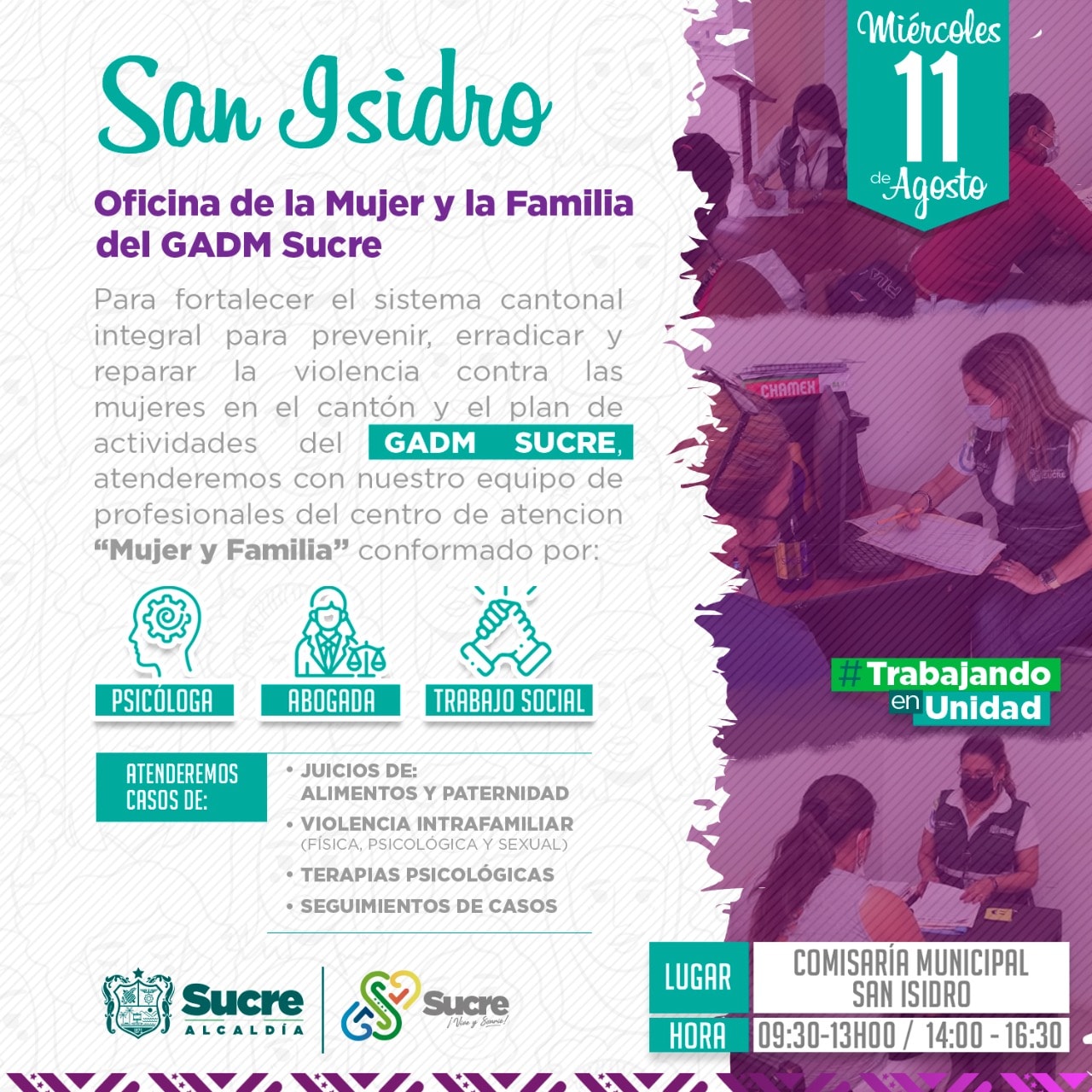 #SanIsidro | Oficina de la Mujer y la familia brindará atención en la parroquia de San Isidro, más detalles  a continuación.